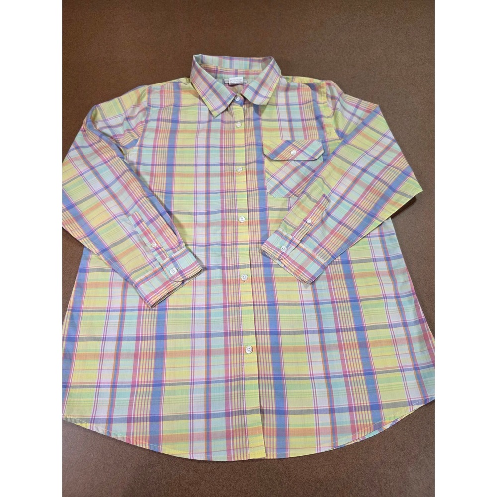 CW‎ Classics Mens Large Pastel Plaid Button Down Shirt Long Sleeve Cotton Blend